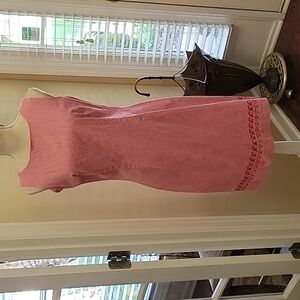 Collection red white check sleeveless dress embroidery floral hem stretch 8 EUC…